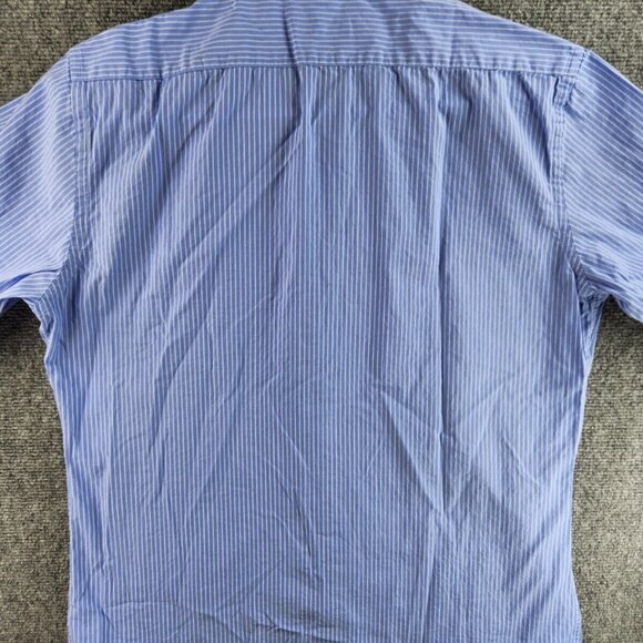 Love Moschino Button Up Shirt Long Sleeve Blue Striped Size 16.5 Designer Heart - Picture 15 of 16
